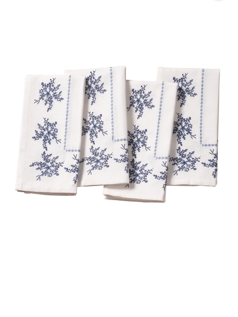 My Texas House Blue & White Floral Cotton Cloth Napkins 20” x 20” set of 4 NWT
